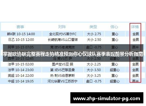 掌握欧协联完整赛程走势精准预测你心仪球队赛季表现前景分析指南 掌握欧协联完整赛程走势精准预测你心仪球队赛季表现前景分析指南